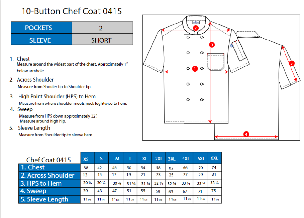 Unisex South Beach Chef Coat