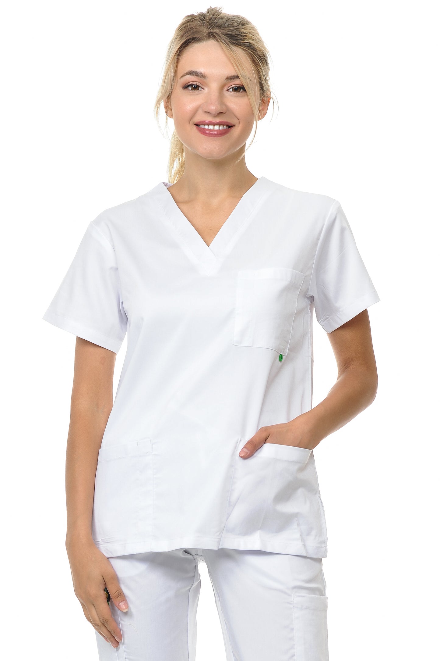 Unisex Soft-Stretch Poly-Rayon 3 Pocket V-Neck Scrub Top