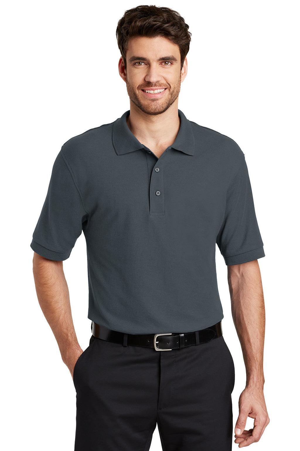 Men's Silk Touch™ Polo -Grey- Plus Sizes