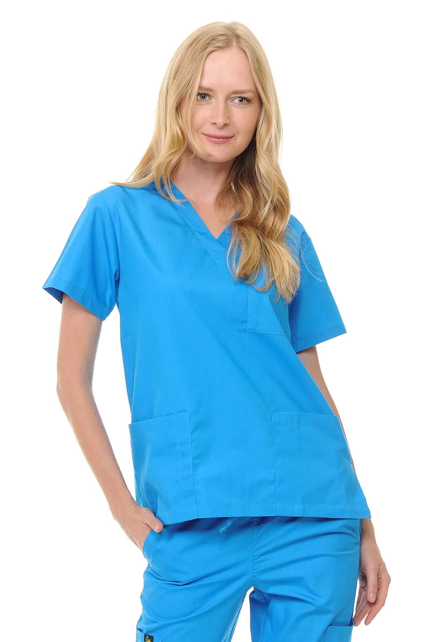 Unisex Soft-Stretch Poly-Rayon 3 Pocket V-Neck Scrub Top