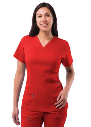 Womens Elevated V-neck Scrub Top- Apple