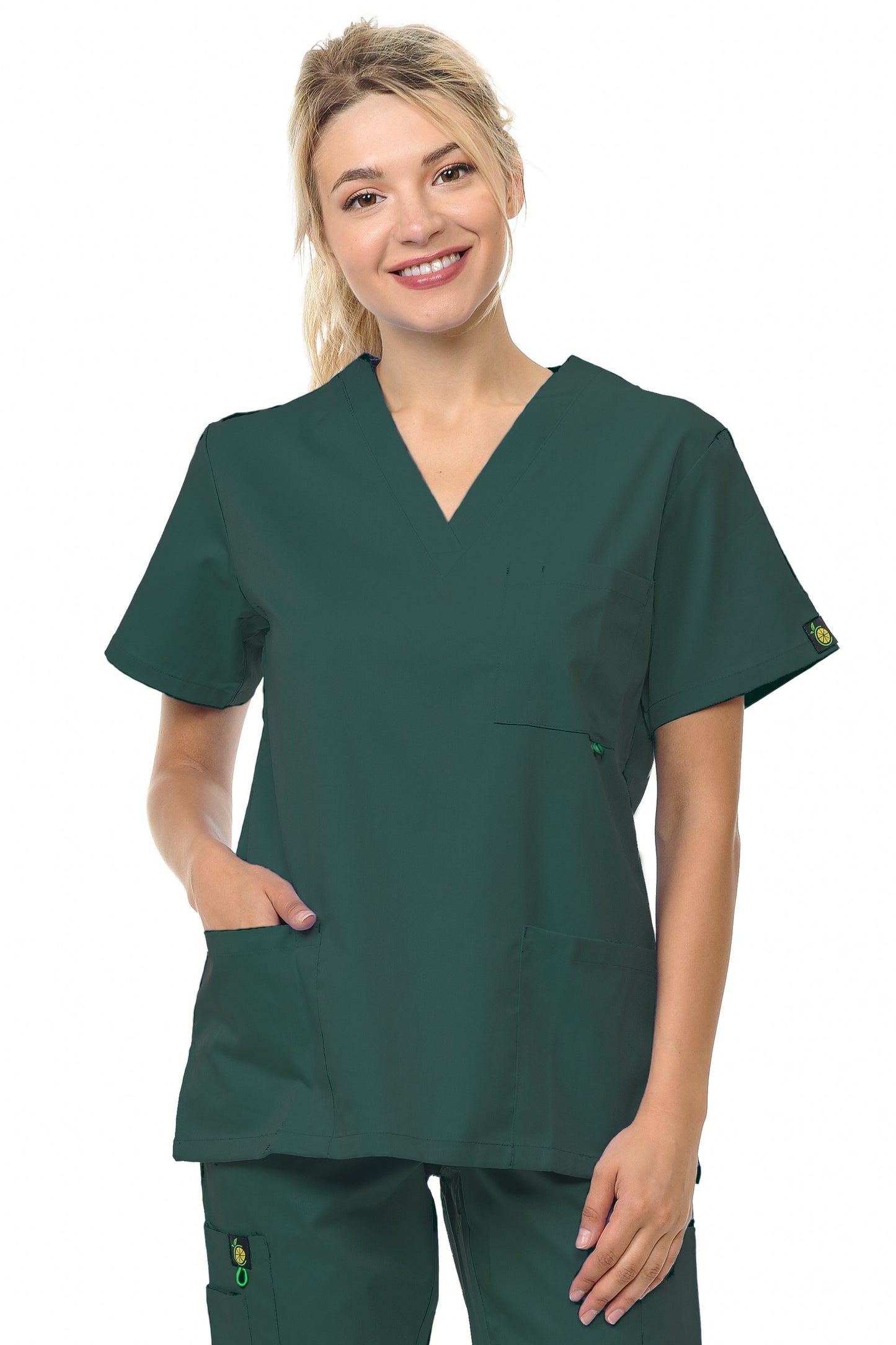 Unisex CitronSoft Four Way Soft-Stretch Three Pocket V-Neck Scrub Top