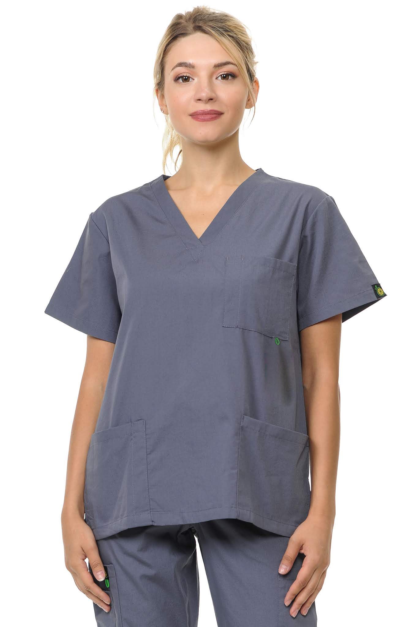 Unisex CitronSoft Four Way Soft-Stretch Three Pocket V-Neck Scrub Top