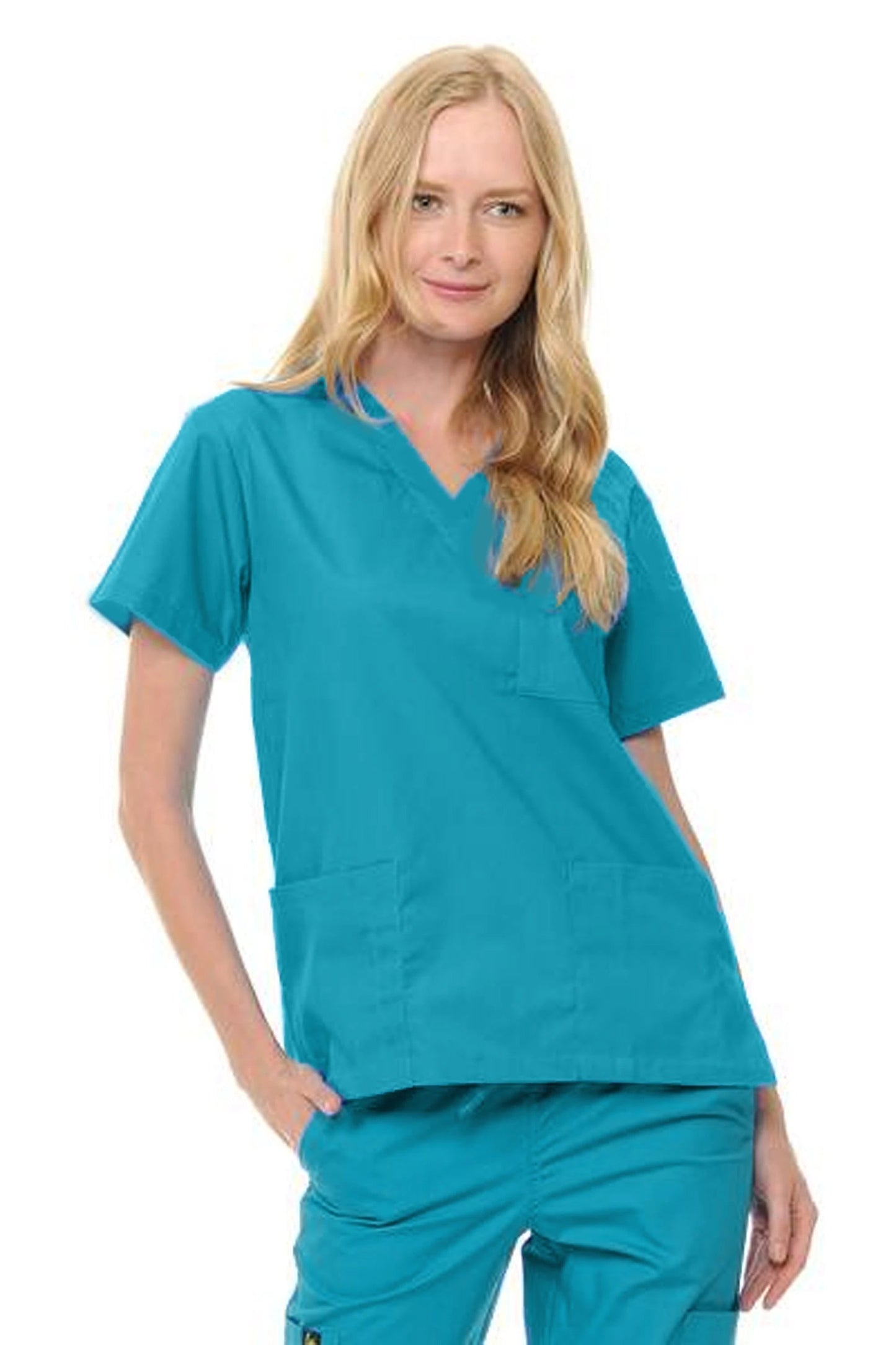 Unisex Soft-Stretch Poly-Rayon 3 Pocket V-Neck Scrub Top