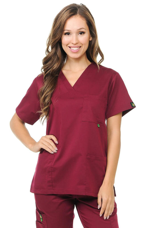 Unisex Soft-Stretch Poly-Rayon 3 Pocket V-Neck Scrub Top