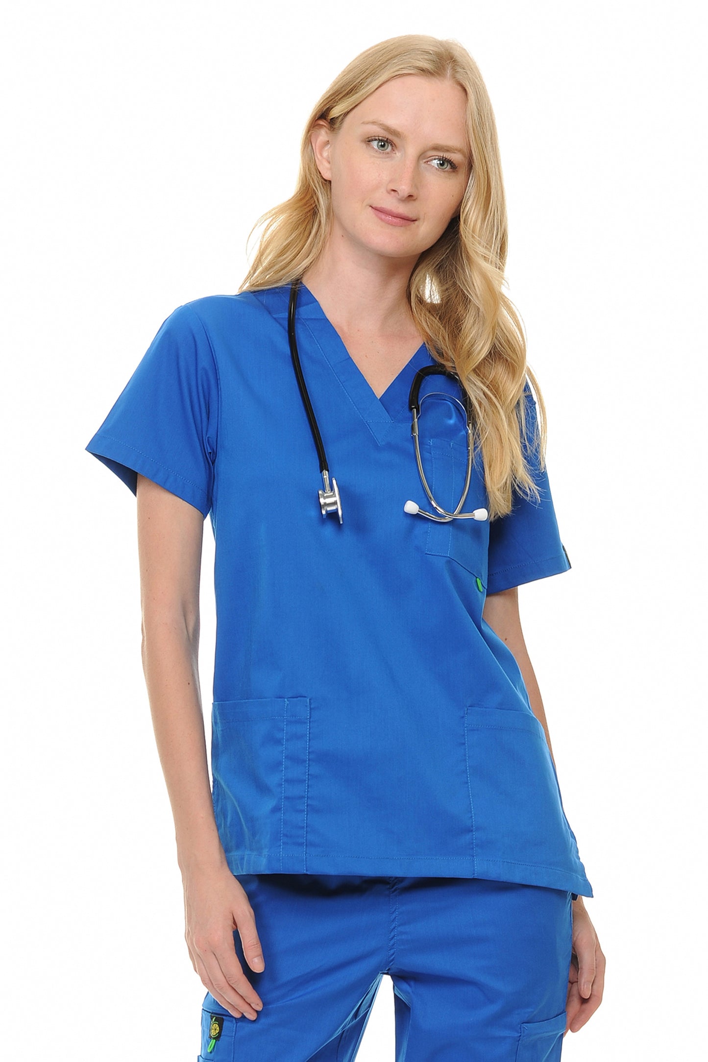 Unisex CitronSoft Four Way Soft-Stretch Three Pocket V-Neck Scrub Top