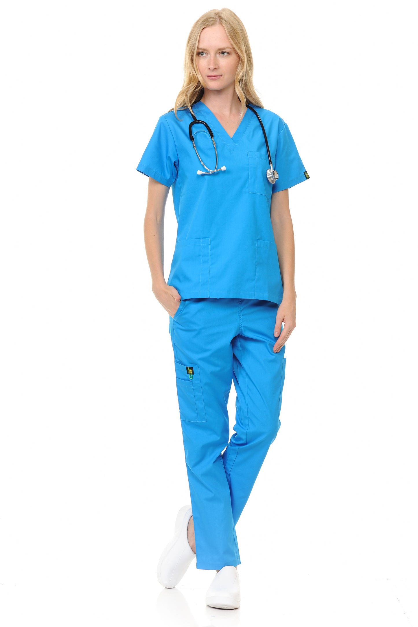 Unisex Soft-Stretch Poly-Rayon 3 Pocket V-Neck Scrub Top