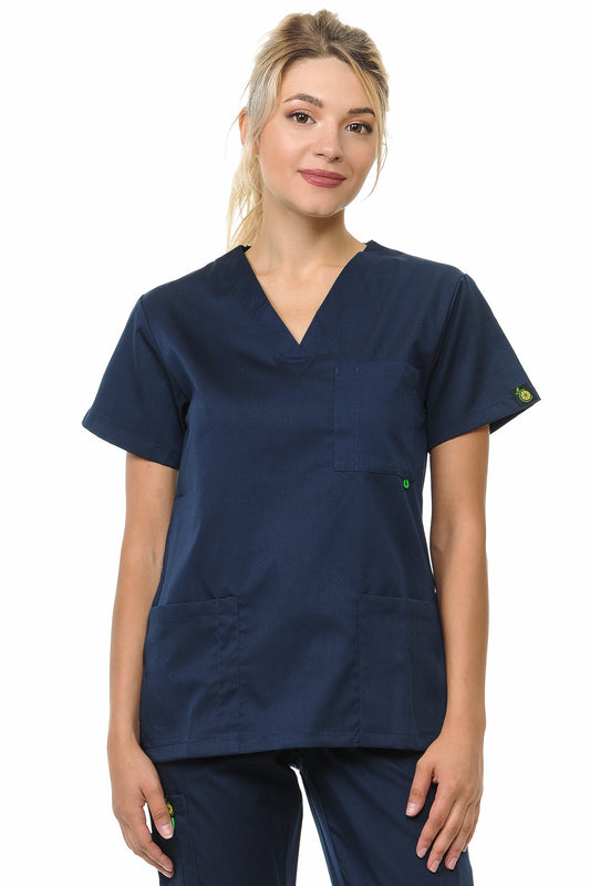 Unisex Cotton-Poly V-Neck 3 Pocket Solid Scrub Top