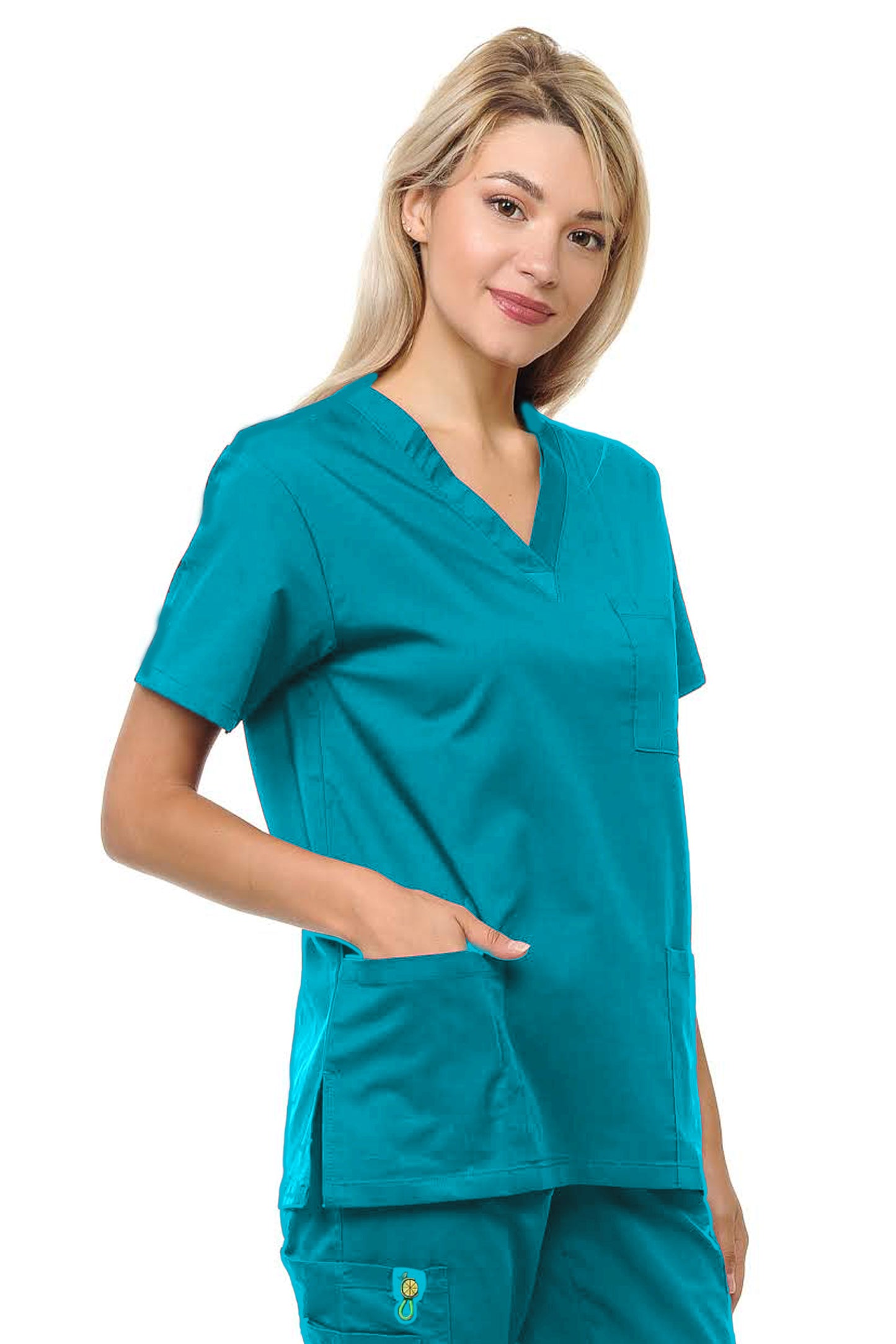 Unisex Soft-Stretch Poly-Rayon 3 Pocket V-Neck Scrub Top