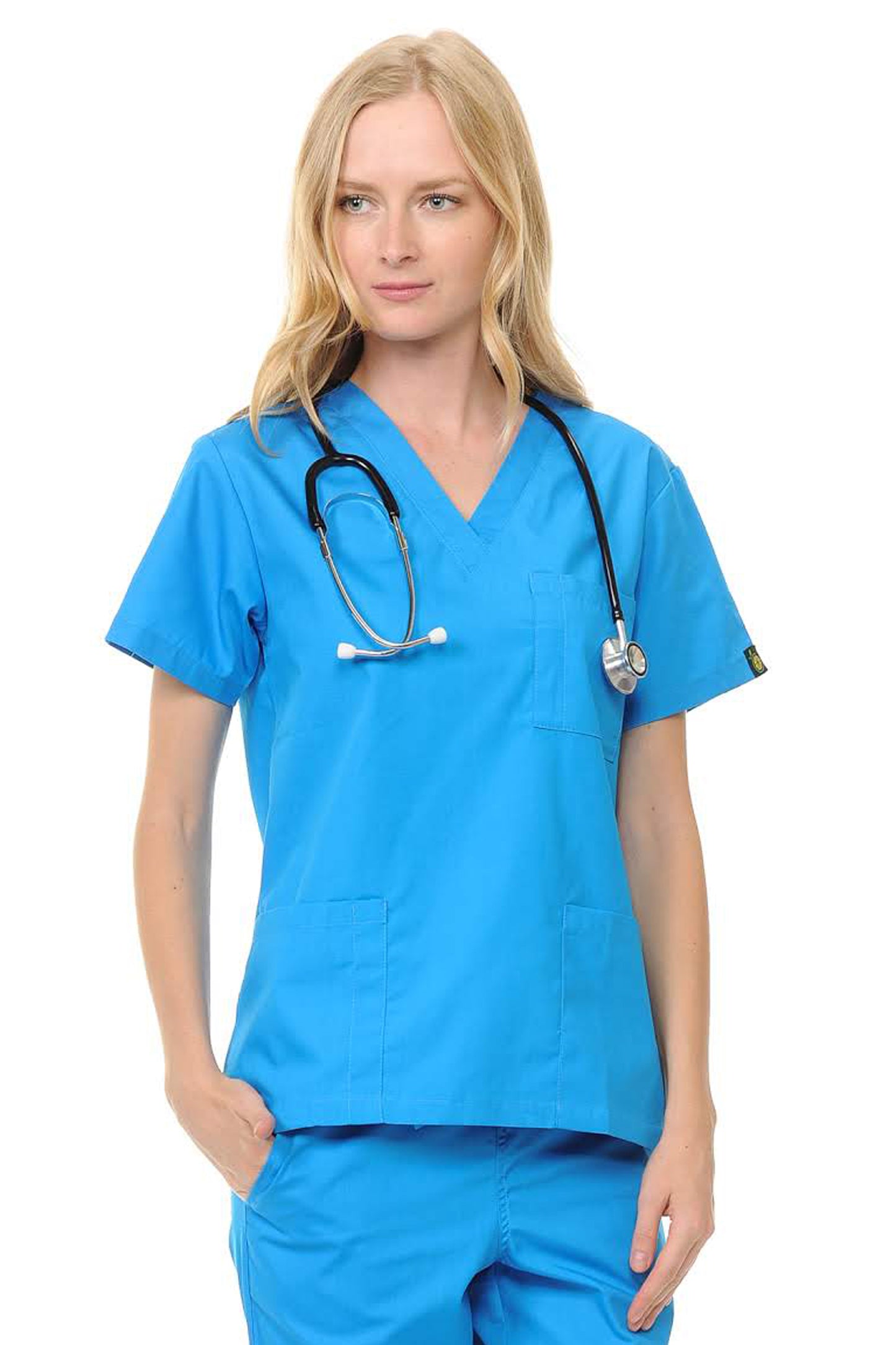 Unisex Soft-Stretch Poly-Rayon 3 Pocket V-Neck Scrub Top